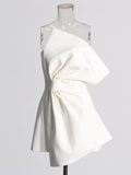 Sister Style Dress 2025 Summer New Bow Three-Dimensional Decoration Asymmetric Thoracic Dress Woman