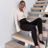 Knitted Simple High-Waisted Black Inner Shorts Women's Summer Fashion Sexy Sports Pants DJPT