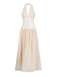 Style High-End Hanging Neck Cream Waist Dress 2025 New Lotus Hem Diamond Dress Dress