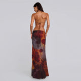 Autumn 2025 New Temperament Sexy Leopard Print Holiday Hollow Dress DJPT