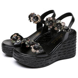 Flower Fish Mouth Exposed Toe Concocintled Concocintledus Concocintledus Haepeel High-Heeled Sandals Heel Thick-Soled Waterproof National Women's Shoes High Quality Shoes