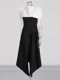 Famous And Famous Dress Dress 2025 Spring New Black And White Bumpy Removable Cloak Open-Fork Solid Color Dress