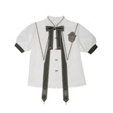 Mysterious Magic Chinese Style Improve The Chinese Element Of Women's Short-Sleeved Top Dress Dress Set 9065