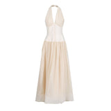 Style High-End Hanging Neck Cream Waist Dress 2025 New Lotus Hem Diamond Dress Dress