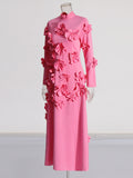 Dress Women's Dress 2025 Spring Fashion High Tie Spliced Flower Pink Dress