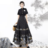 Design Mingyun Matsujie Chinese Style Improvement Han Elements Han Suit Female Shirt Horse Face Skirt Set 8749
