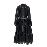 Plus-Size Single-Clip Dress 2025 New Collar Lantern Sleeve With Inner-Line Dress Women's Summer