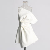 Sister Style Dress 2025 Summer New Bow Three-Dimensional Decoration Asymmetric Thoracic Dress Woman