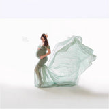 Women's Silk Cotton With Chiffon Pregnant Women Floating Tail Fluttering Sleeves Photography Dress 1869 Maternity