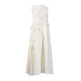 Temperament Fashion Geek Wind 2025 Spring New Heavy Industry Irregular Three-Dimensional Flowers Sleeveless Long Dress Woman