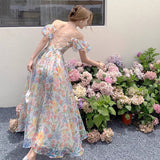 Lusty French Sexy Back One-Word Shoulder Bubble Sleeves Sleeves Hanging Dress Women's Summer Seaside Holiday Dress