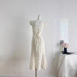 Retro Embroidered Squeal Dress Woman 2025 Spring And Summer New Sexy Niche Elegant Fishtail Long Dress