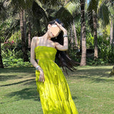 Travel Hanging Belt Trise Dress Skinny Beach Dress Women's Seaside Holiday To Take Pictures Of Waist Swings Long Dress Summer