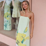 2025 New Solid Color Slingless Sleeveless Square Collar Open-Back Fork Dress