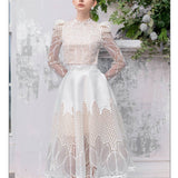 Summer Collar Shrugged Long-Sleeved Lace Blouse In The Long-Sleeved Half-Dress Set Lace Dress 898