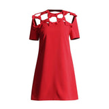 Famous Style Dress Women's Dress 2025 Spring New Round Collar Bow Hollow Design Dress