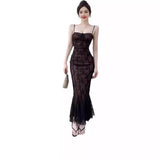 Style Lace Tied Fishtail Dress Summer Temperament Fashion Style Art Style Slinging Dress JY23745 DJPT