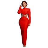 New Sexy Hollow Nail Drill Long Sleeve Banded Studded Temperament Dress Dress Dress