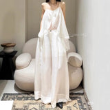 2025 New French Heavy Industry Press Folding Sling Vest Women High Waist Lace Skirt Suit