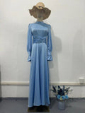 Long-Sleeved Waist-Bubble Sleeves In Autumn And Pure-Colored Fairy-Winding Dress