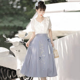 Design Jade Words Hanfu Women Chinese Style Daily Improvement Han Element Half Dress Set 6804