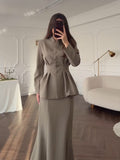 2025 New Retro Soft And Pure Color Long Sleeve Blouse Long-Sleeved Dress Elegant And Comfortable Suit Woman