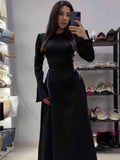 2025 Autumn New Horn Sleeve Strap Design Long Sleeves To Close The Waist Collar Dress Woman