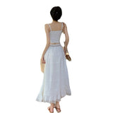 Sling Dress 2024 Summer New High-Rise Thin Holiday Dress Two-Set