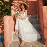 Seaside Resort Beach Skirt Women Summer Acetate Densate Cross Fine Shoulder Strap Sexy Bare Back Sling Skirt Fairy