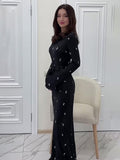 Spring Festival New Fashion Temperament Long-Sleeved Body Lotus Leaf Side A-Shaped Dress Dress Dress Woman