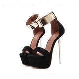 The Sky High Sexy Night Club 16Cm Ultra-High Heel Single Shoes Women's Word Sandal Shoes Show Car Model High Heels High Quality Shoes