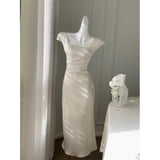 Temperament Famous Collared Fascling Noodles Printed Dress Women's New French Folding Bagted Hip Skirt HZ0628