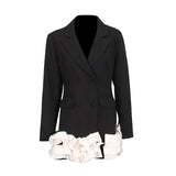 Fresh Sweet Style Suit Dress 2025 Summer New V-Neck Double Buckle Lotus Leaf Side Splicing Dress Woman