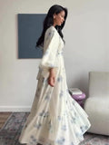 New Printed Fairy Style Long-Sleeved Long-Sleeved Dress Elegant Temperament Dress
