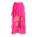 Personality Style 2025 New Mesh Splicing Before The Short After Long Cake Pony Skirt Dress