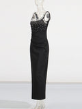 Temperament Sexy Dress 2025 Summer New Black Diamond Advanced Sensationaled Dresses