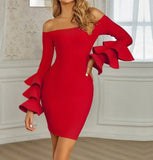 Winter Horn Sleeves Shoulder Dress Elegant Famous Man With High-End Sense Of Bodysuit