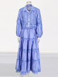 Elegance Style Set 2025 New Empty-Turned-Necked Leaster Splicing Shirt + Half-Dress Suit Woman