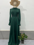 Long-Sleeved Waist-Bubble Sleeves In Autumn And Pure-Colored Fairy-Winding Dress