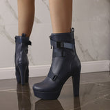 Belt Buckle Stumbling Side Zipper Short Boots Knight Boots Water Table Coarse Heels 40-50 Large Size Boots High Quality Shoes