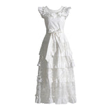 Holiday Style Dress 2025 Spring New Word Shoulder Tie With Thin Embroidery Temperament Fairy Dress