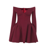 Autumn 2025 New Small Fragrant Temperament Elegant Body-Clove Chest Waist A Long Sleeve Dress DJPT
