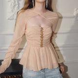 South Oil Fashion Flowers Diamond Lotus Edge Folding Long Sleeve Top 2024 New