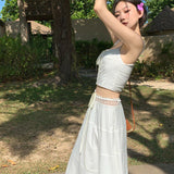 Sling Dress 2024 Summer New High-Rise Thin Holiday Dress Two-Set