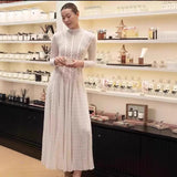 2025 Round-Necked Long-Sleeved Umbrella Dress Inside Lace Dress