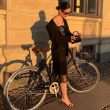 Knitted Lace Sling Dress Summer Women's Fashion Sexy Black Dress Dress DJPT