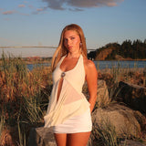 Top Femininity Ins Babes Sexy Hanging Neck Yarn Sling Vest Woman DJPT