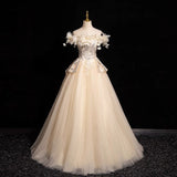 Temperament Champagne-Colored Shoulder-To-Night Dress Vocal Art Au Exams Canon Skirts Adult Dress Annual Conference Host