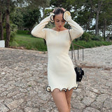 Autumn 2025 New Temperament Claming Wave Roll A Long Sleeve Weaving Dress Woman DJPT