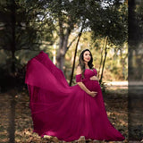Women's Silk Cotton With Chiffon Pregnant Women Floating Tail Fluttering Sleeves Of The Dress Photo Dress 1209 Maternity